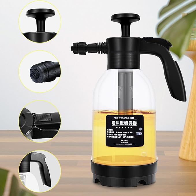 High Pressure Car Wash Sprayer, 2L Hand Pressure Snow Foam Sprayer with 2 Modes, P-ressure Foam S-Prayer for Watering Plant, Pets Showering