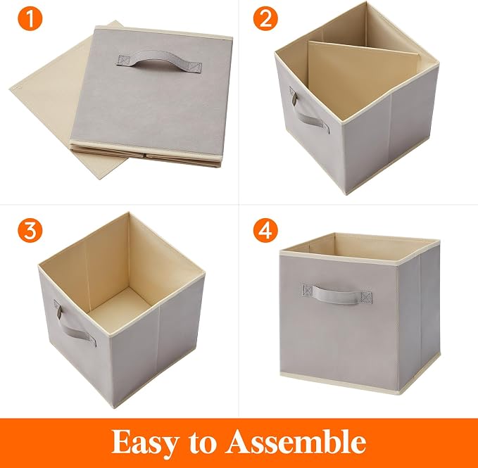 Lifewit Storage Cubes, 11 Inch Organizer Bins, 18L Light Gray, 12 Packs | Foldable Decorative Fabric Storage Baskets for Organizing Home Organizers with Handles for Shelves, Closet