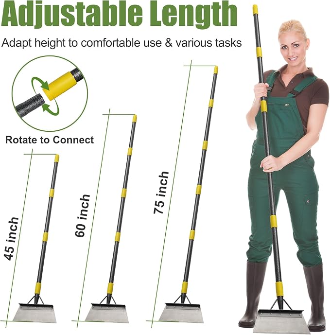 Floor Scraper Long Handle Heavy Duty, 60" Metal Ice Scraper for Driveway, Multifunctional Weed Scraper for Weed Cleaning Edging Trenching & Removing Snow Ice Dirty Moss
