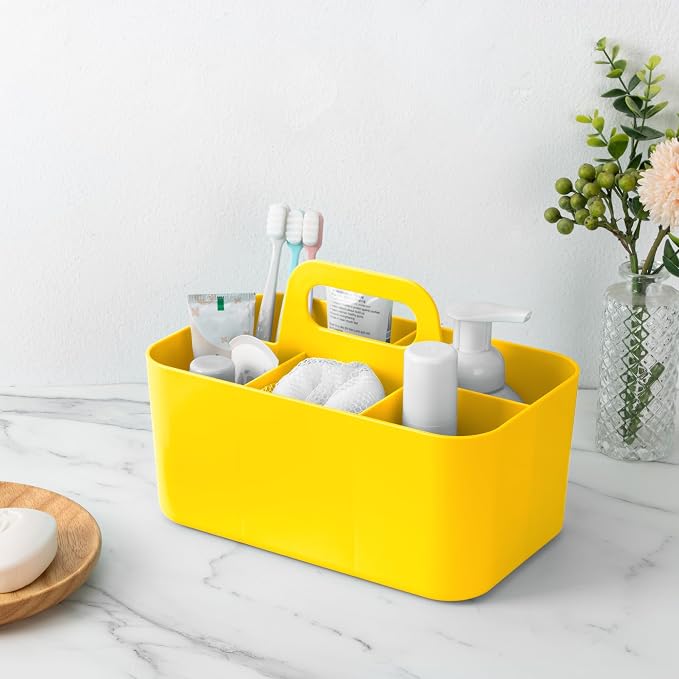 Tiawudi Multipurpose Caddy Organizer, Plastic Caddy with Handle, Stackable Desk Organizer for Stationery, Marker and Pencil, Office Supplies Organizer, Dorm Caddy