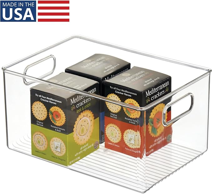 InterDesign iDesign Recycled Plastic Pantry Storage Bin – Linus Collection - Clear Kitchen Storage Box (Pack of 4)