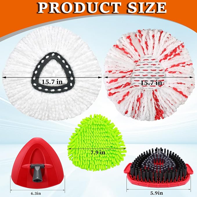 Spin Mop Head Replacement for Ocedar Easy Wring 1-Tank Mop Head for O Cedar | Spin Mop Refills, Mop Base, Scrubber Mop Head for O-Cedar, 40% More Cleaning Power, Reusable, Easy-to-Replace Mop Replace