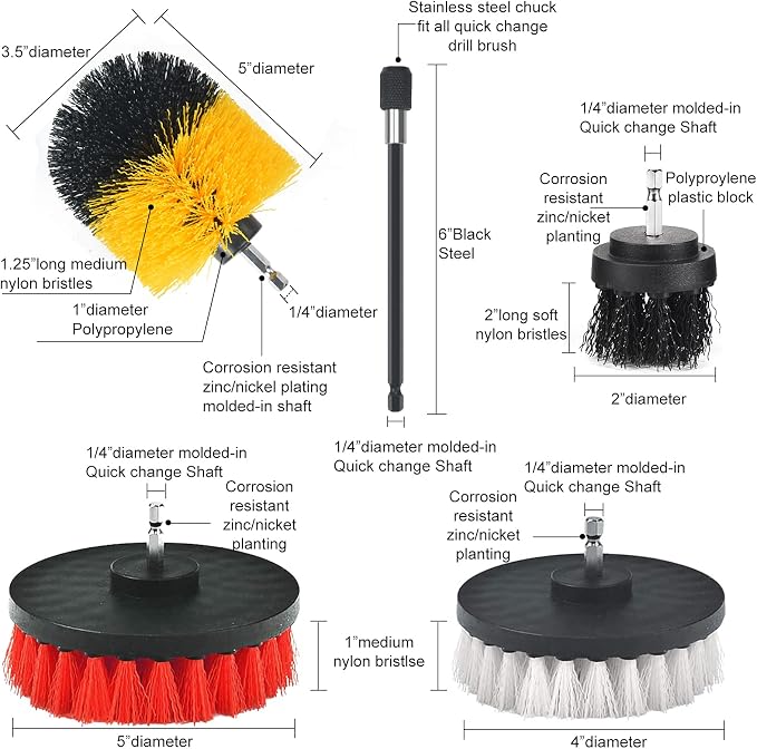 45 Piece Drill Brush Attachment Set, All Purpose Power Clean Scrubber Brush, Scrub Pads & Sponge with Extend Long Attachment for Bathroom, Kitchen,Grout,Tub,Tile,Corners, Auto