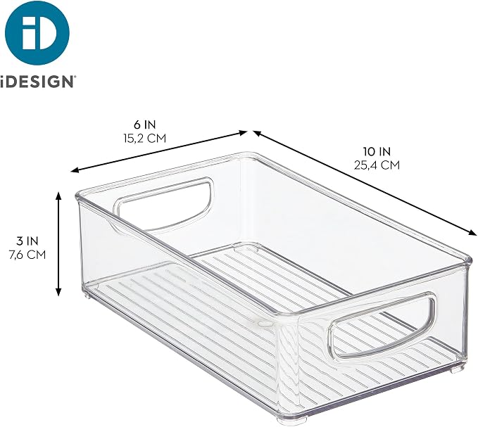 iDesign Stackable Pantry Bin with Handles, Set of 4, Clear | Kitchen Storage, Made in USA