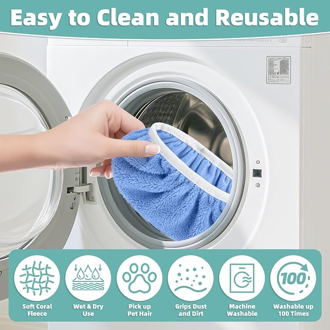 Reusable Mop Pads for Swiffer Sweeper Mop, Microfiber Dry Sweeping Cloths | Machine Washable Wet Pads Refill for Use on All Sealed Floors - Stone, Hardwood, Laminate & Tile (6 Blue)