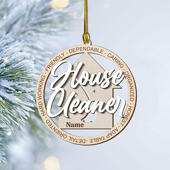 Personalized Cleaning Tools Ornament, Custom Housekeeping Christmas Tree Decoration, Holiday Keepsake Gift for Cleaners, Janitors, Pressure Washers, Housekeepers, Maids and Cleaning Lovers (Clean 3)