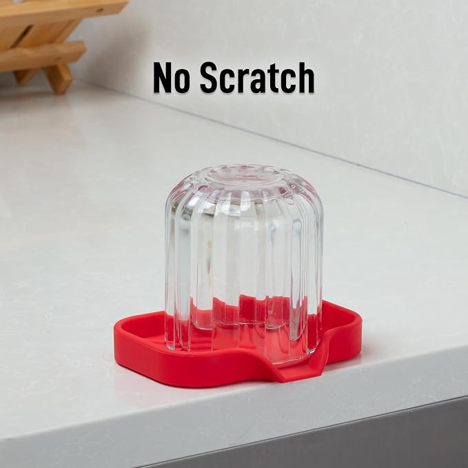 Zulay Kitchen Small Silicone Sponge Holder (4.9x3.3”) – Space-Saving Sink Organizer Tray for Sponge, Soap, Brush & More – Compact Non-Slip Dish for Kitchen & Bathroom (Red)