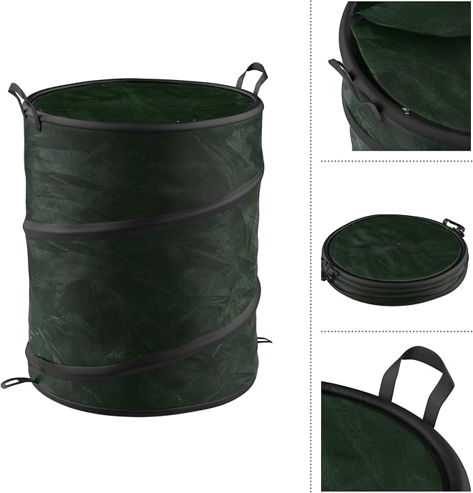 Wakeman Collapsible Trash Can and Camp Sink Set - 29.5-Gallon Garbage Bin and 7-Liter Wash Basin - Camping Accessories Outdoors (Blue and Green)