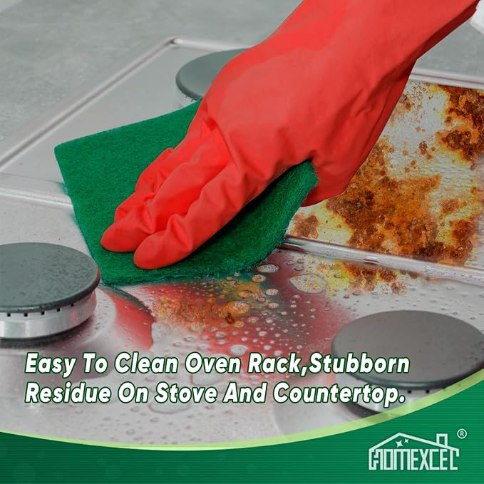 HOMEXCEL Heavy Duty Scouring Pads, 24 Pack Green Scrub Pads for Cleaning | Multipurpose Scrubbing Pads for Dishes, Pots, Pans, Metal Grill, Kitchen, Household, Reusable Cleaning Dish Scrubber