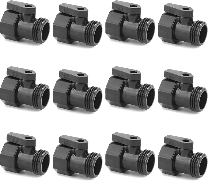 12 Pack Garden Hose Shut Off Valve - 3/4" Plastic Hose Connector Water Shut Off Valve Hose Shutoff Valve | Plastic Hose Connector Water Shut Off Valve Hose Shutoff Valve