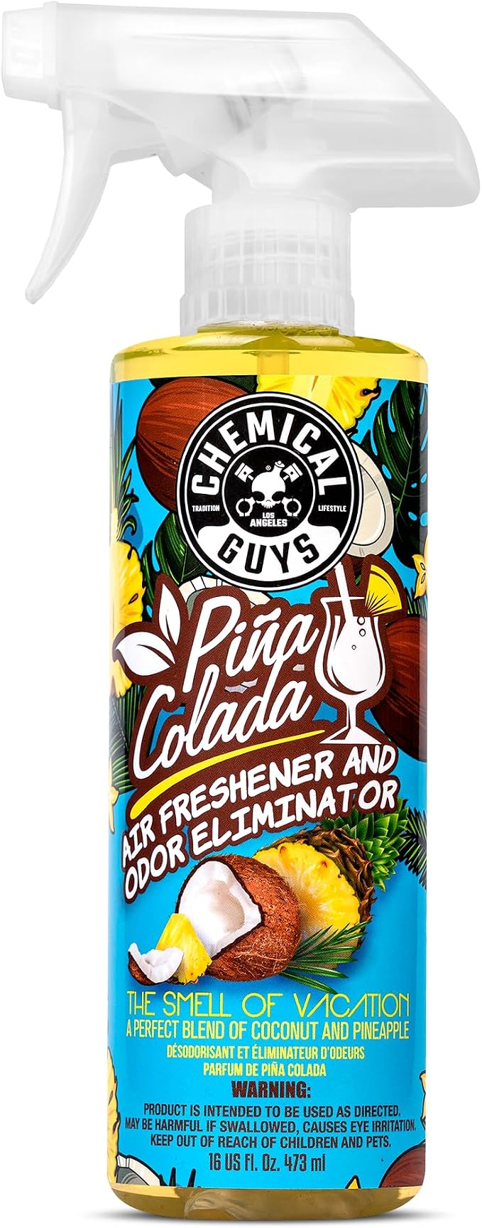 Chemical Guys Pina Colada Air Freshener and Odor Eliminator, 16 fl oz | Great for cars, trucks, SUVs, RVs, home, office, dorm room and more, concentrated scent oils, fine mist