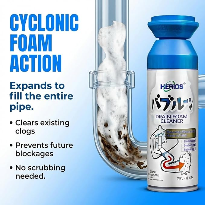 Foam Drain Cleaner - Foam Sink Cleaner In a Can - Drain Hair Clog Remover For Bathroom Sink - Cleaning Accessories - Bathroom Cleaning Supplies