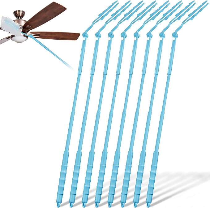 Colingmill 8 Pcs 3 ft Replacement Handles Compatible with Duster Refills, Long Extended Handle Only, Adjustable Length for Ceiling Fans, Blinds, Shelves, Windows, Foldable & Extendable (Sky Blue)