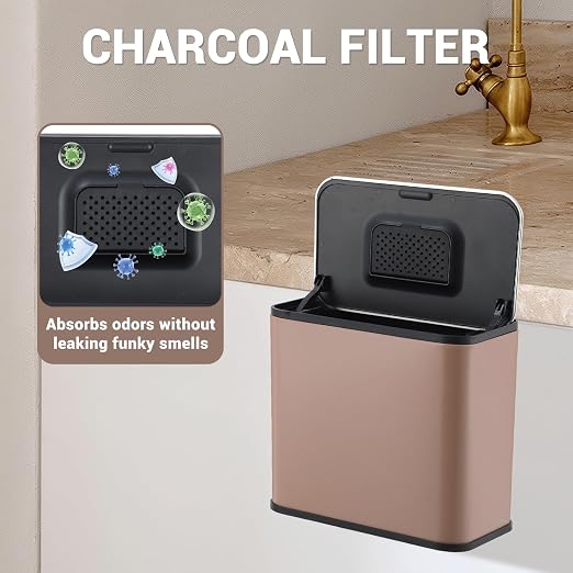 1.3 Gallon/5L Stainless Steel Step Trash Can, Soft Close Garbage Bin with Detachable Inner Bucket,Fingerprint Resistant,Dual-Use Waste & Recycling Container for Home Kitchen, Bathroom and Office