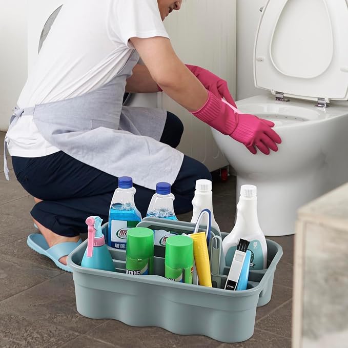Plastic Shower Caddy Tote, 6-Pack Portable Storage Basket | Caddy Basket with Handle, Multipurpose Organizer for Bathroom, Dorm, Cleaning Supplies, Tools, Lightweight Plastic Trays
