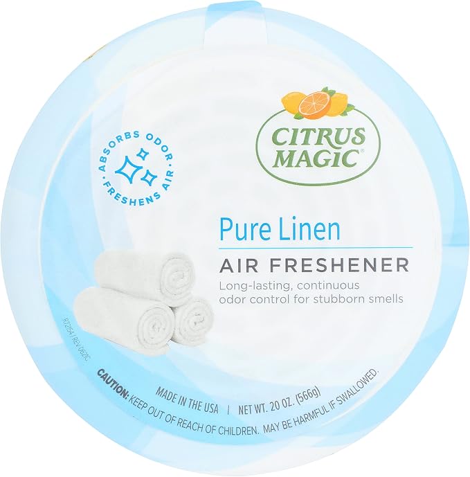 Citrus Magic Solid Air Fresheners, Pure Linen, 20 Ounce, Pack of 2 | Odor Absorbing, Passive Diffusion, Odor Elimination Up to 12 Weeks Each, Ideal for Home