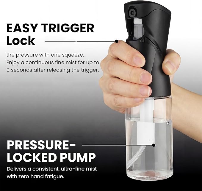 Spray Bottles 250ml/8.5oz 2 Pack Continuous Spray Bottle, Black | For Hair, Refillable, Fine Mist Sprayer, Water Spray Bottles For Cleaning Kitchen Hair Care Skin Toner