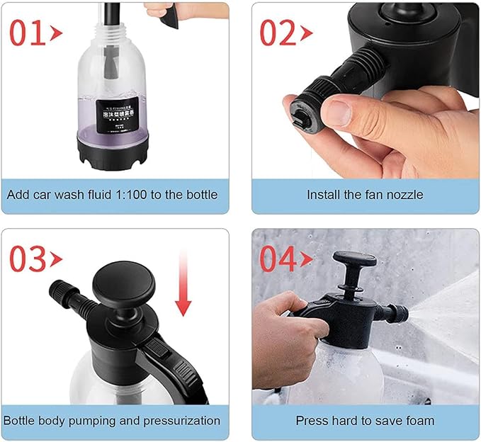High Pressure Car Wash Sprayer, 2L Hand Pressure Snow Foam Sprayer with 2 Modes, P-ressure Foam S-Prayer for Watering Plant, Pets Showering
