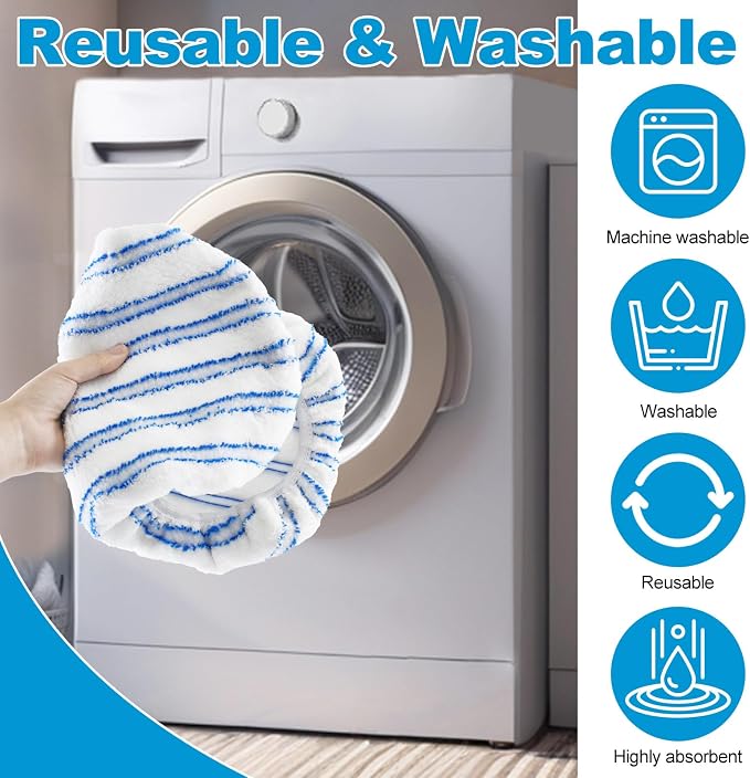 5 Pack Mop Heads Replacements for Ocedar Hardwood Floor 'N More Microfiber Mops,Terry Cloth Mops Refills 15 x 8 Flat Dust Mop Pads for O Cedar mop,Washable&Reusable Mopping Pads (Handle Not Included)