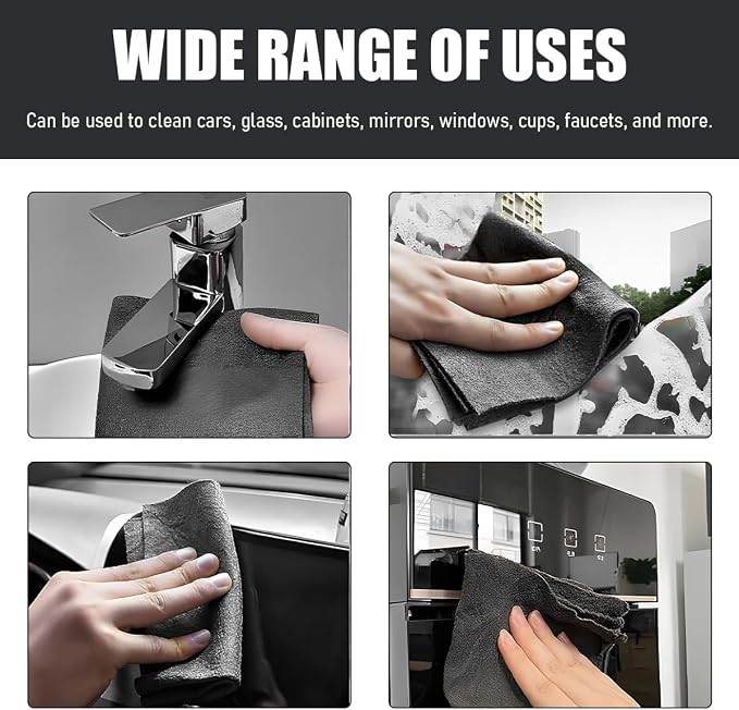 10PCS Thickened Magic Cleaning Cloth, 10"×8" Microfiber Cleaning Cloth Streak Free Polishing Towel, Reusable Lint Free Cleaning Rags for Car Mirror Glass Window TV Screen