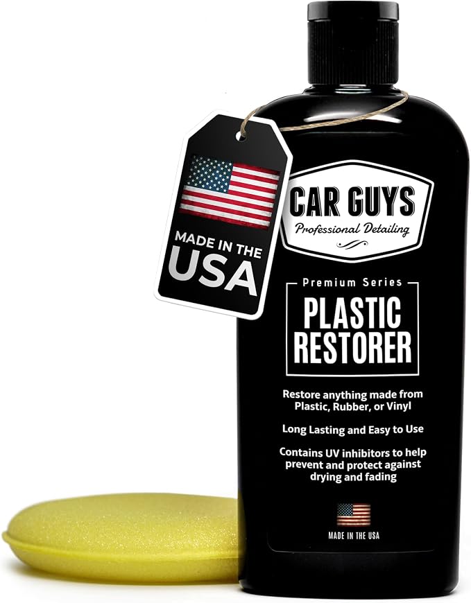 CarGuys Plastic Restorer | Bring Plastic, Rubber, and Vinyl Back to Life! | User-Friendly Trim Restorer | Safe Auto Detailing Supplies | 8 Oz Kit with Foam Applicator