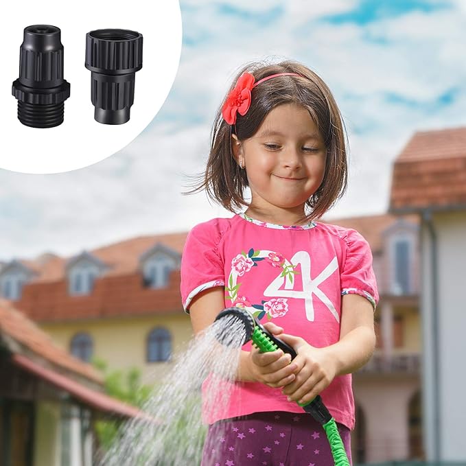 Mudder 4 Sets Garden Expandable Hose Repair Kit, 3/4 Inch | Plastic Flex Hose Repair Fittings with 8 Leak Proof Rubber Seals, Easy Tighten, for Spray Nozzle, Water Tap, Garden Watering