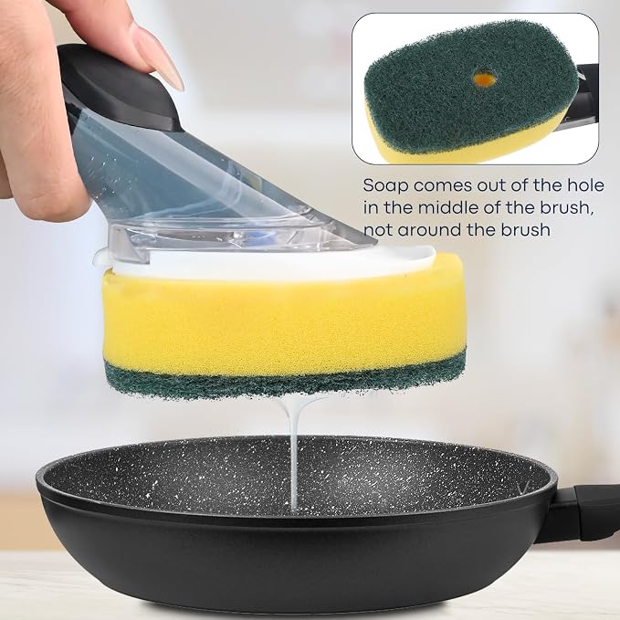 Sponge Brush Refills for OXO Soap Dispensing Dish Brush | 4 Pack Dish Cleaning Soap Dispensing Head Replacement for Scrubber（green）
