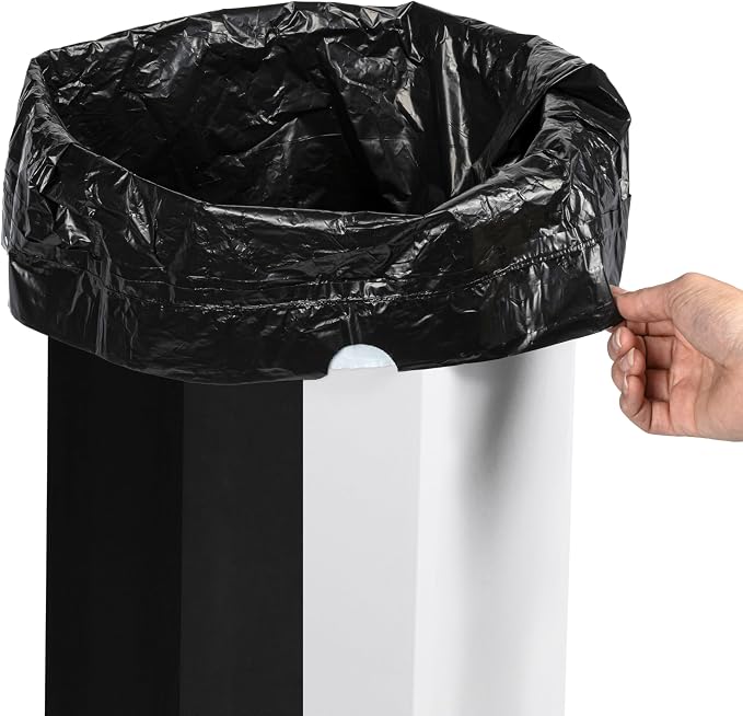 happimess Fleur 25 Gal Trash Can Bin, Charcoal Black/Cotton White, Set of 2 | Event Recycling, Traditional Classic Disposable Corrugated Cardboard, 32" Height, 16" Width, 16" Depth