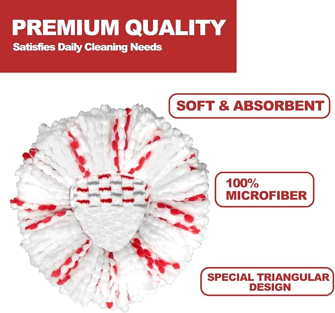3 Pack Spin Mop Head Replacement | Mop Replace Head for Easy Wring 1-Tank System, 40% More Cleaning Power, Easy Cleaning, Microfiber and Machine Washable