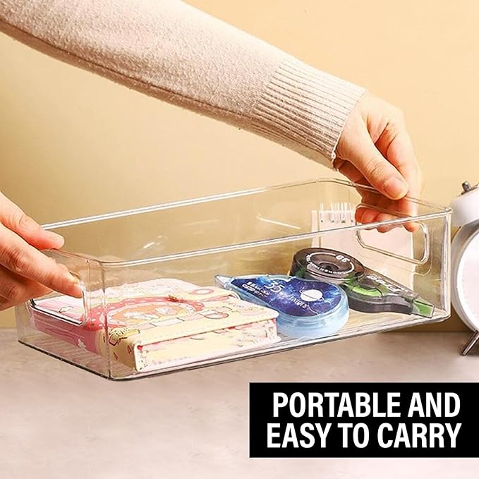 Clear Plastic Storage Bins, Home Bathroom Laundry Room Freezer Refrigerator Pantry Organizers and Storage Containers Fridge Organizer Bins Kitchen Organization Cabinet Medicine Bin for organizing