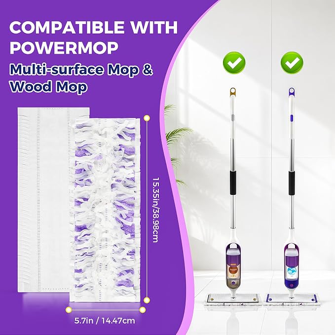 40PCS Disposable Power Mop Pads for Swiffer Power Mop | Disposable Spray Wet Pads Refill for Swiffer Powermop, Household Wet & Dry Mops Pads for Multi-Surface Floors Cleaning