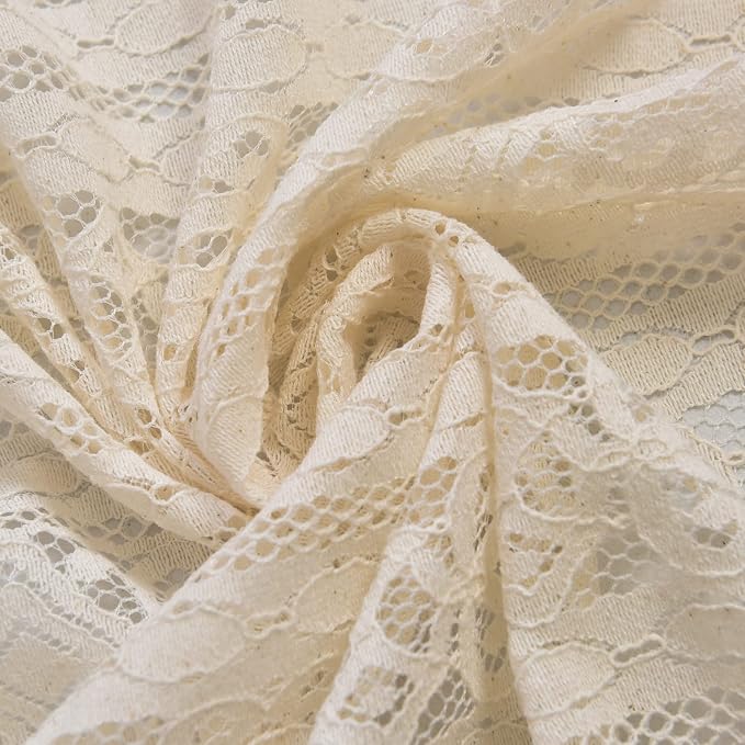 Sutuo Home Boho Sheer Curtain Valance Crochet Lace with Bohemian Hollow Knitted Handmade Tassels, Short Rustic Window Treatment for Kitchen Cafe, Rod Pocket, 1 Panel 59" W x 24" L,Beige