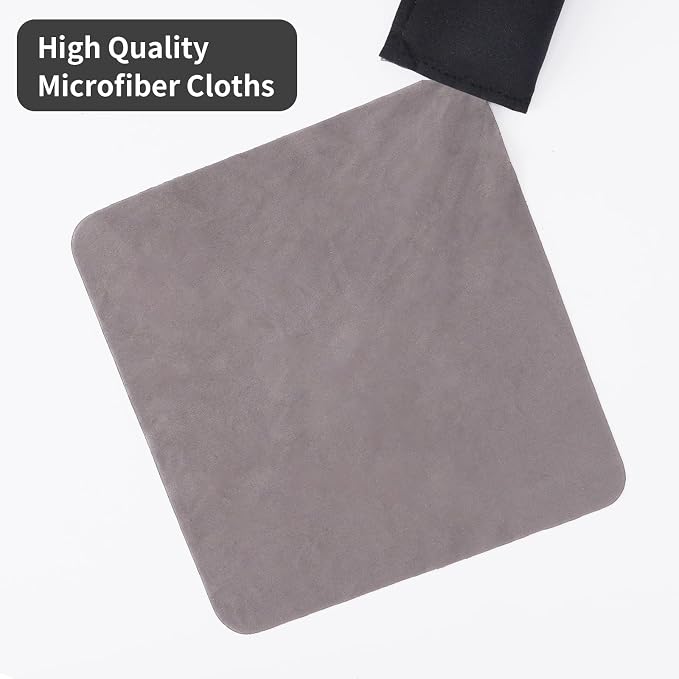 SEIBER Microfiber Glasses Cleaning Cloth with Portable Pouch Black,6pcs | for Eyeglass, Sunglasses, Camera Lens, Cell Phone Screens,Scratch-Free,Streak-Free, Lint-Free