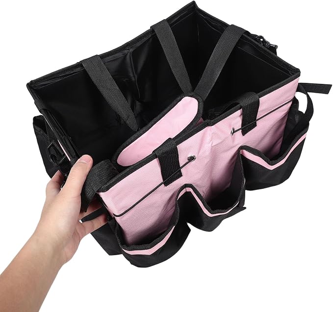 Large Capacity Portable Housekeeping Tote Bag with Adjustable Shoulder Strap and Handle, Oxford Cloth Cleaning Caddy with Detachable Divider and Multi Pocket Design for Hotels