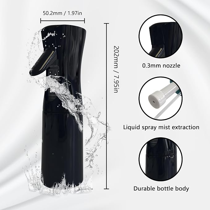 Spray Bottle for Hair Continuous Ultra Fine Mist (200ml) 360° Multi Spray Bottle for Plants, Cleaning, Skin Care Leakproof & Durable 2 Pack