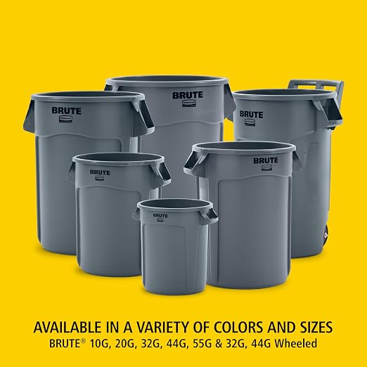 Rubbermaid Commercial Products BRUTE Heavy-Duty Round Vented Trash Can/Container without Lid, 55-Gallon, Black, for Landscapers/Construction Sites/Restaurants/Back of House/Offices/Warehouses