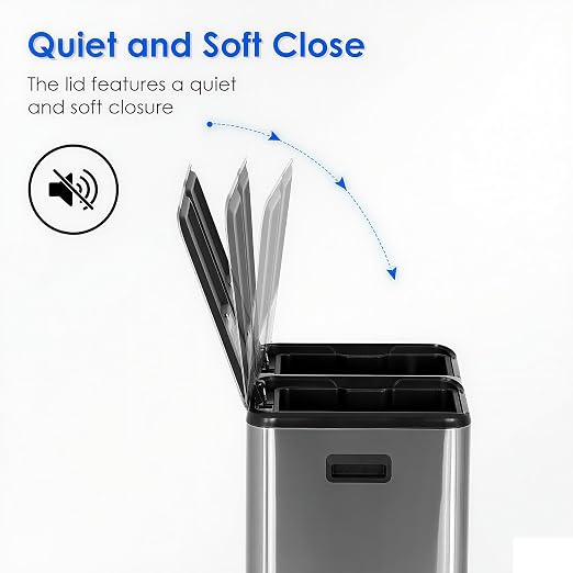13 Gallon Automatic Kitchen Trash Can with Lid (Double-Pedal Sliver, 16, Gallons)