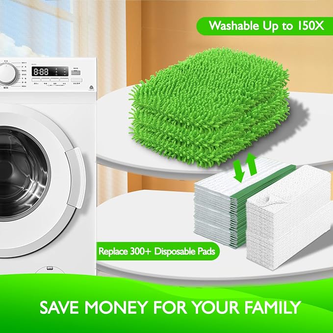 Reusable Microfiber Mop Pads Compatible with Swiffer Sweeper Mop | 8 Pack Dry Sweeping Cloths & Wet Mopping Cloths - Washable Chenille Mop Pads Refill for Mopping Floors (Mop is not Included)