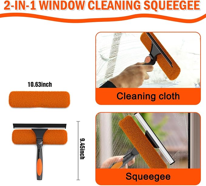 Window Squeegee Kit 2-in-1 Professional Washer for High Windows