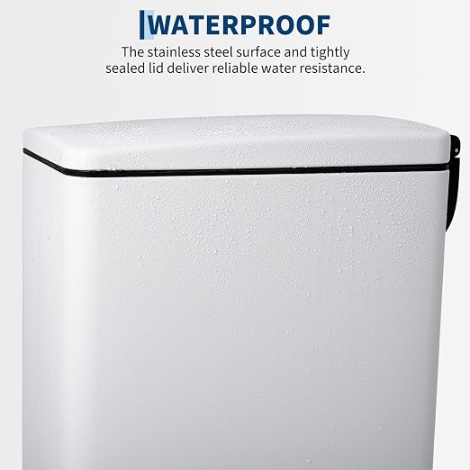 2 Slim Narrow Kitchen Trash Can with Lid, 10L+45L Stainless Steel Step Pedal Garbage Can, Soft Close & Stay Open Lid Design, Space Saving Trash Bin with Removable Inner Bucket for Kitchen, Bathroom