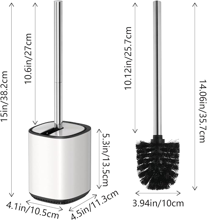 Toilet Brush and Holder Set Toilet Bowl Brush Stainless Steel Automatic Open lid Toilet Bowl Cleaner Brush Set Toilet Scrubber Kit Toilet Cleaning Brush for Bathroom