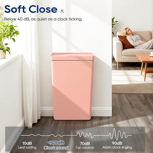Dopinmin 13 Gallon Trash Can Automatic Trash Can Pink,3 Pack | Touchless Kitchen Garbage Bin with Lid, Smart Motion Sensor Garbage Cans 13 Gallon, 50L Wastebasket for Bathroom Bedroom