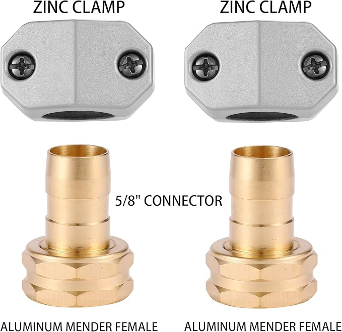 Zinc and Aluminum Female Coupling, Fits All 5/8-Inch and 3/4-Inch Garden Hose Repair Fitting, 2 Pack | Fits All 5/8-Inch and 3/4-Inch Garden Hose Repair Fitting
