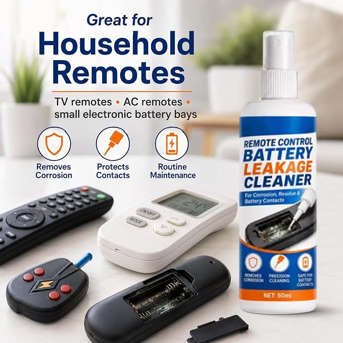 Remote Control Battery Leakage Cleaner, Battery Terminal Cleaner，100ml-2pcs | Precision Cleaning, Safe for Battery Contacts, Includes Microfiber Cloth, For Residue Buildup