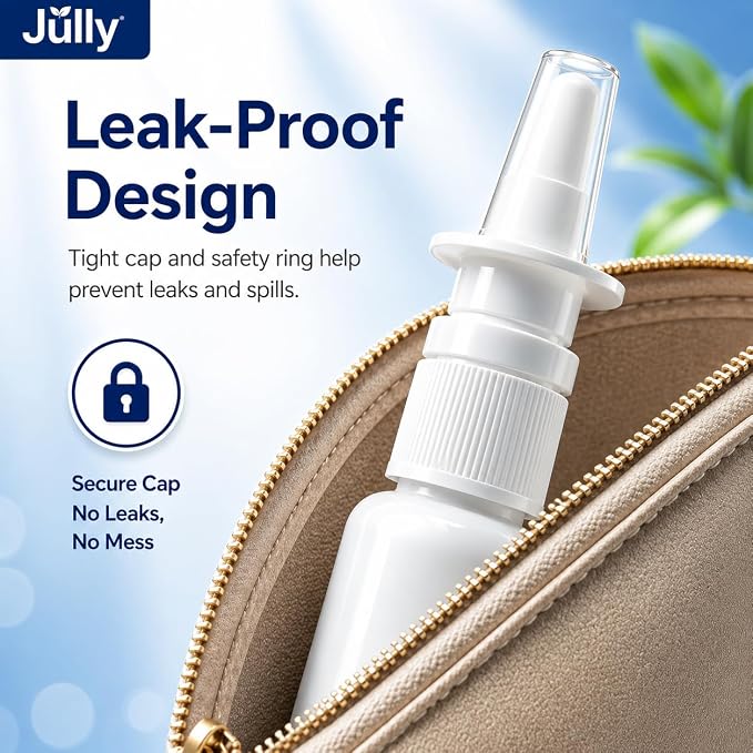 JULLY! 3-Pack 30ML Unique Mist Nasal Spray Bottle – Refillable Pump Sprayer for Nose, Durable HDPE Plastic, Leak-Proof Travel Size for Saline, Personal Care & Home Use, Easy-to-Use Dosage Mechanism