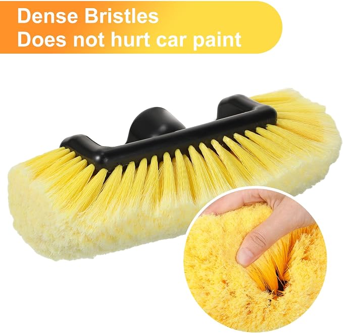 Tanlade 2 Pcs Car Wash Brush Heads Soft Bristle Flow Thru,12 Inch,Yellow | Replacement Heads for Exterior Cleaning, Compatible with Auto Truck RV Boat Camper, Gentle Bristles Protect Paint Finish