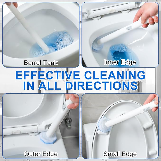 2 Disposable Toilet Brush and Holder Set, with 40 PCS Brush Head for Clorox | Compatible with Clorox Toilet Cleaning System ,Upgrade Fiber