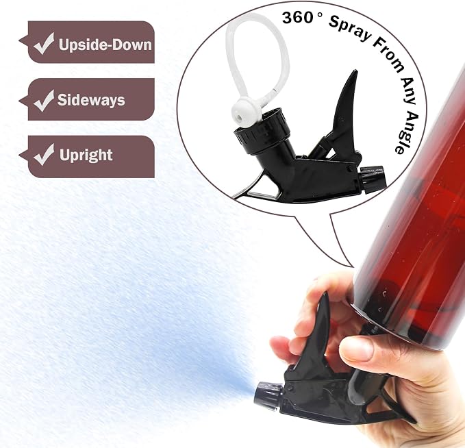 OFFIDIX 360°Plant Spray Bottle, 2 Pack/16 oz Amber Plastic Plant Mister | Fine Mist and Stream Setting, 470ml Water Empty Spray Bottles Mister for Hair, Cleaning, Plants, Upside Down Watering Can