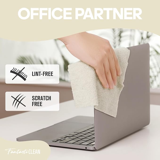 Fantasticlean Microfiber Cleaning Cloth Roll, 60 Pack, 8" x 8", Off White | Tear Away Microfiber Towel Roll, Reusable Paper Towels, Rags for Kitchen, Pet, Dust, Car, Office, Cleaning Supplies, Portable