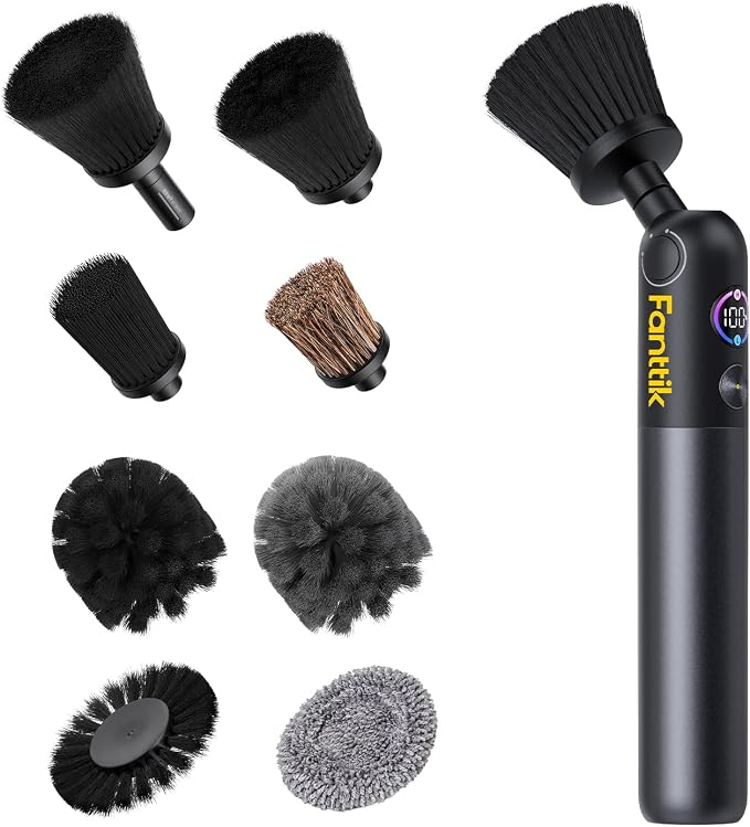 Fanttik Flip G10 Nano AutoCare Electric Car Interior Detailing Brush | Cordless, Dual-Speed with 8 Brush Heads, Adjustable Angle & Smart Display, IPX7 Waterproof for Deep Car Cleaning